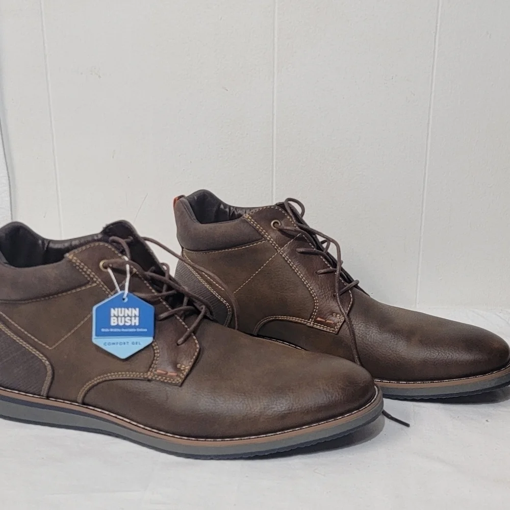 Nunn Bush Circuit DC PTBT Plain Toe Casual Boot Men’s 12 comfort Gel Mem Foam